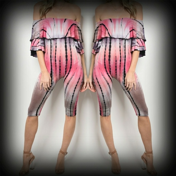 Pants - Pink/Black tie dye jumpsuit